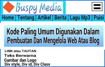 Kode paling umum digunakan dalam pembuatan dan mengelola web atau blog